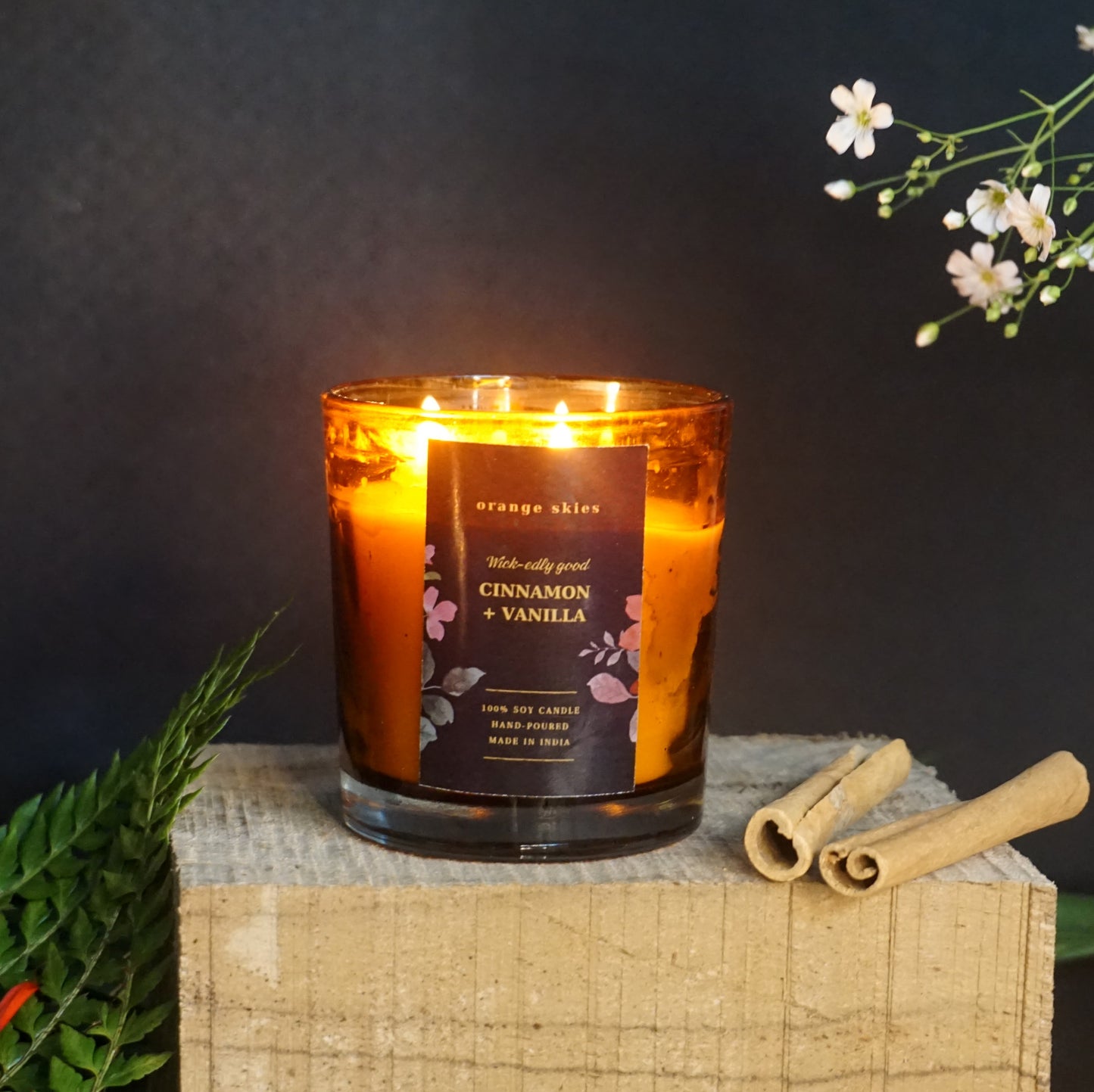 Wick-Edly Good Scented Candle | Cinnamon+Vanilla | 100% Soy Wax