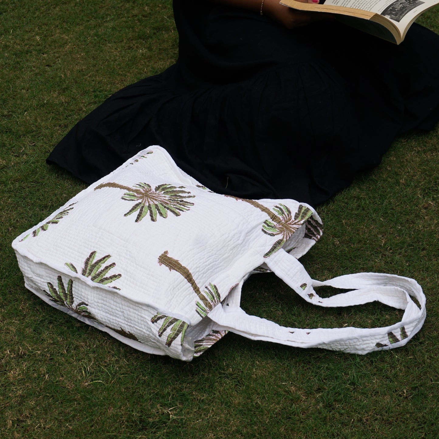 Block Print Tote Bag | Palm Tree