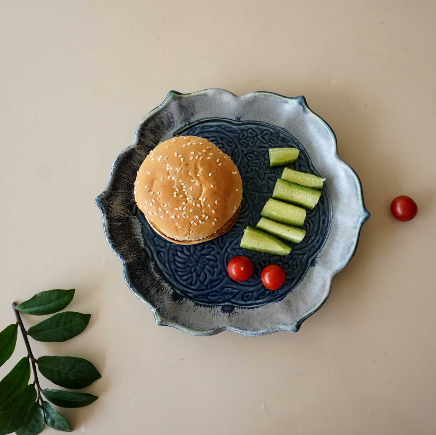 Lotus Ceramic Platter | Set of Two