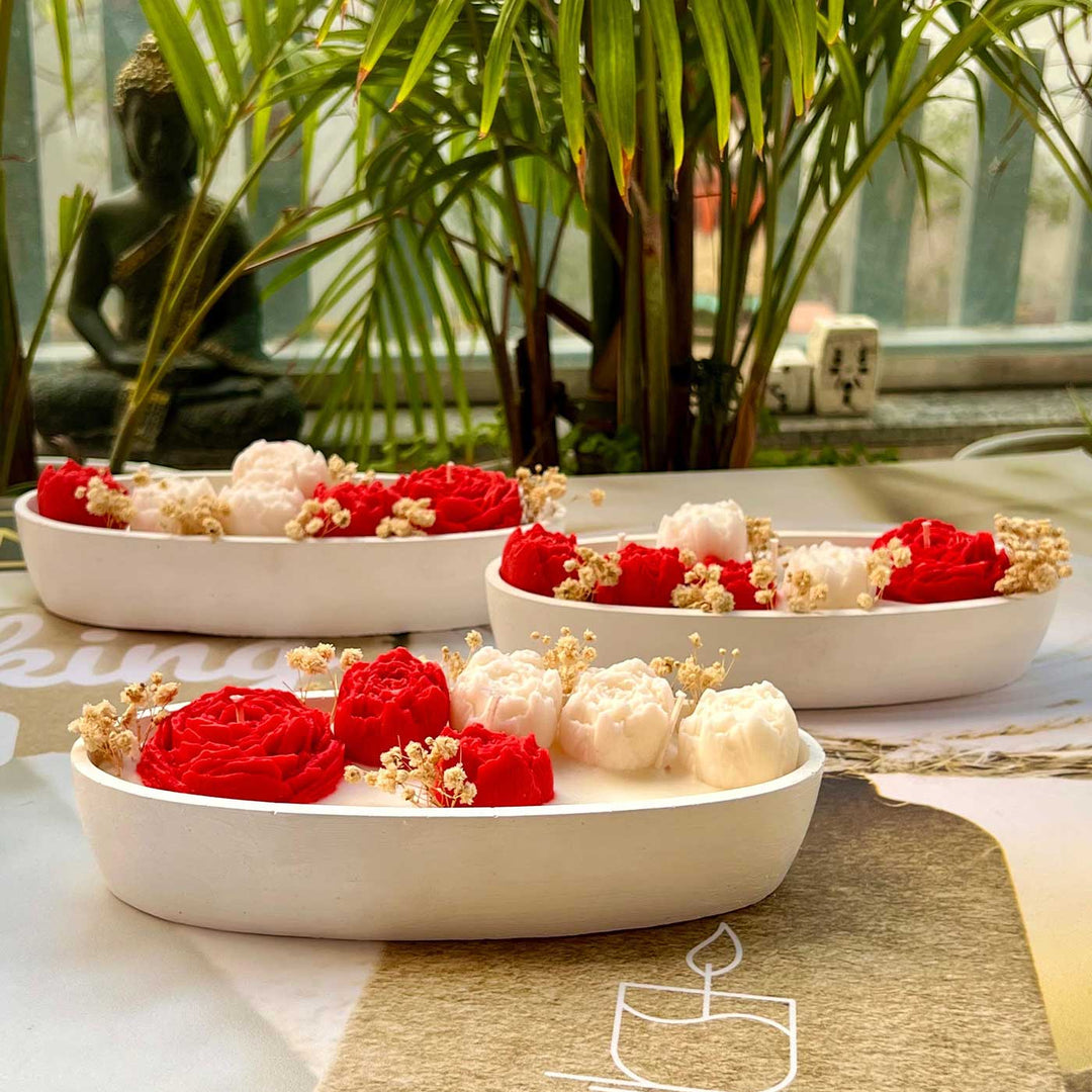 Floral Voyage Boat Shaped Candle | Valentine's Special