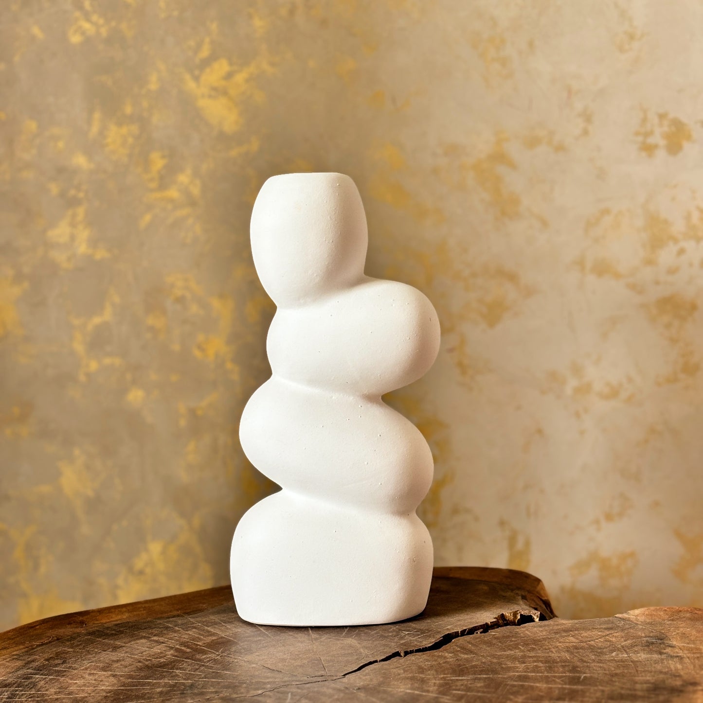 Pebble Ceramic Vase | White Slight Cracks