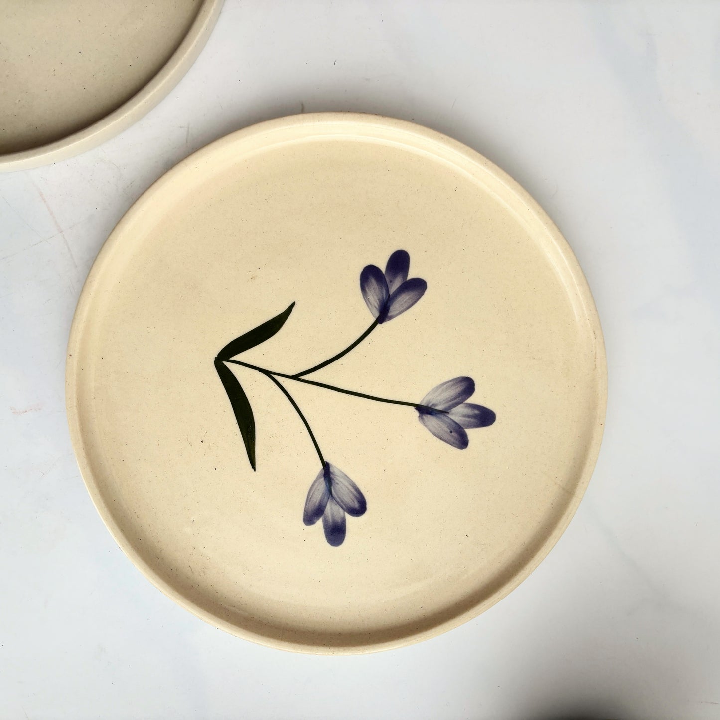 Blue Flower Handpainted Starter Plate
