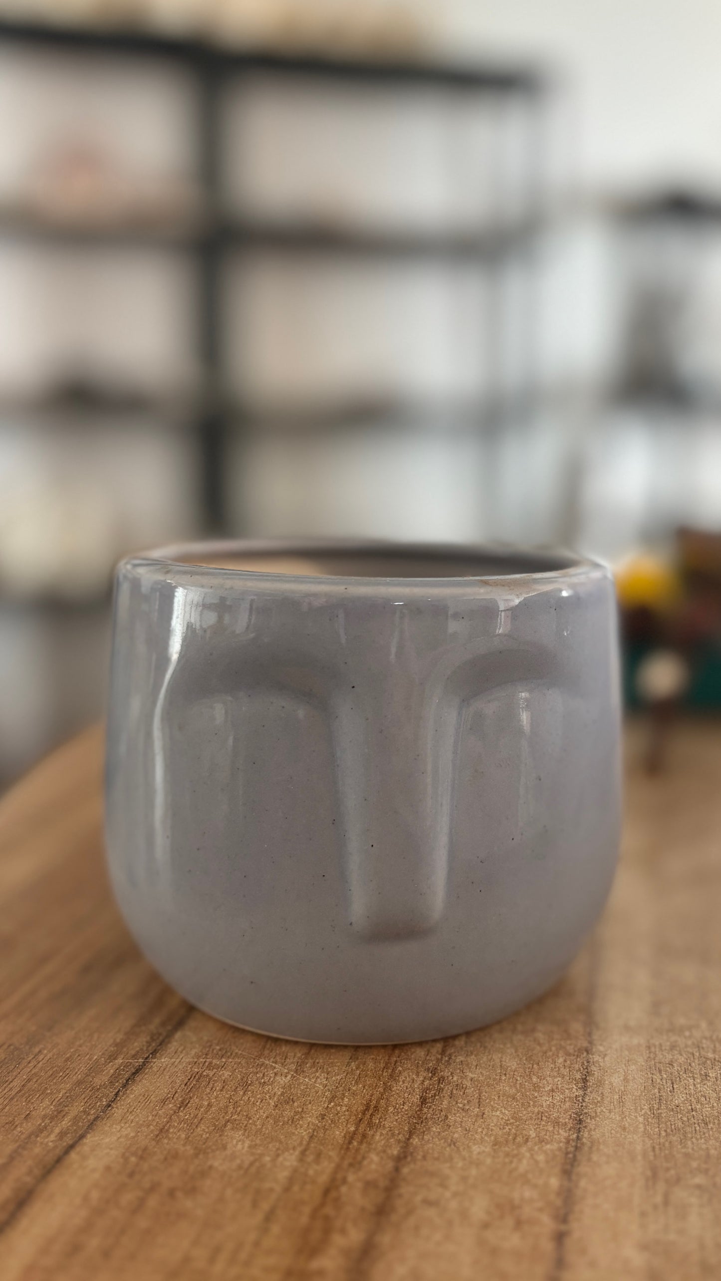 Grey Ceramic Planter with Drainage Hole