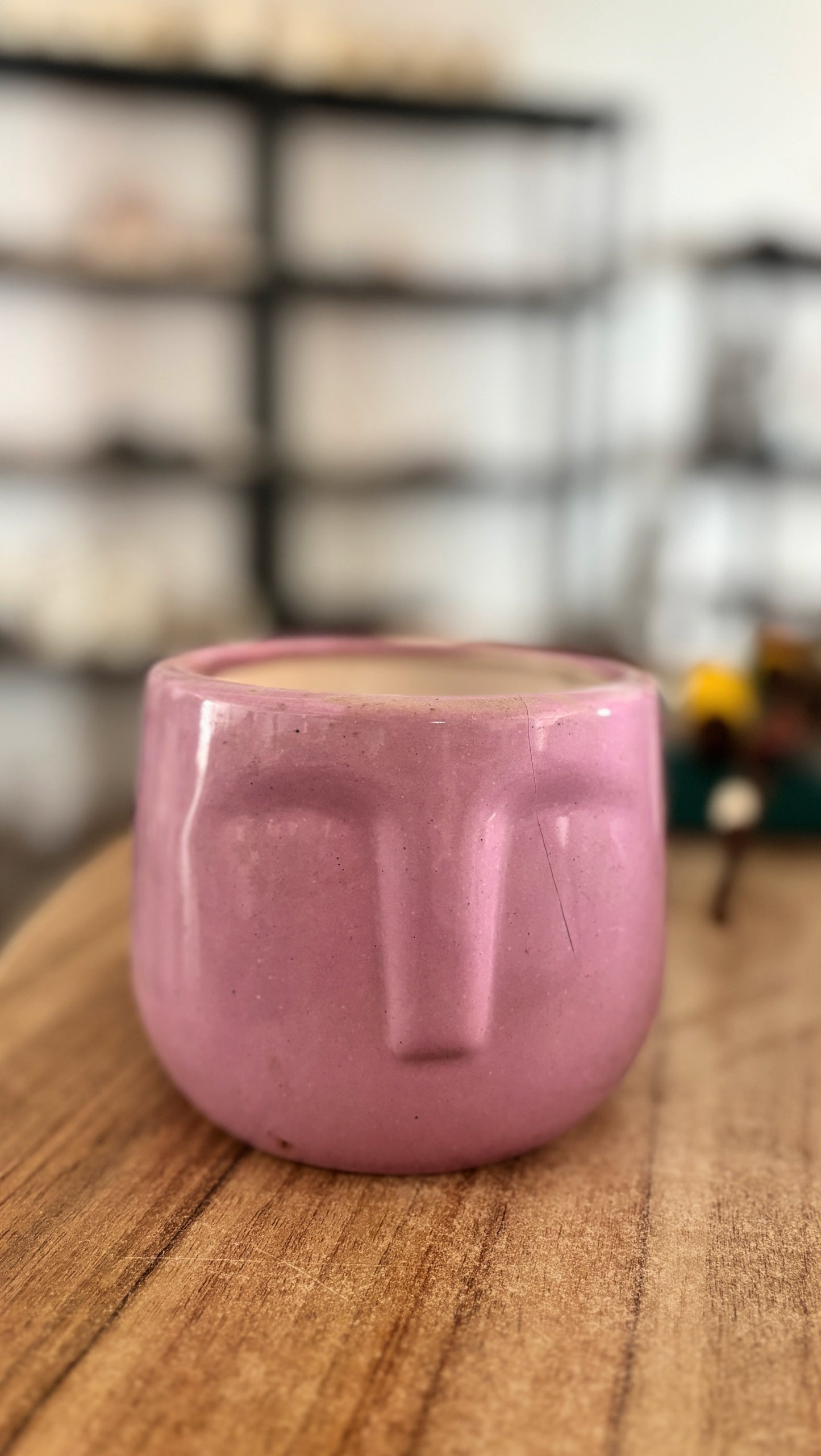 Pink Ceramic Planter With Drainage Hole