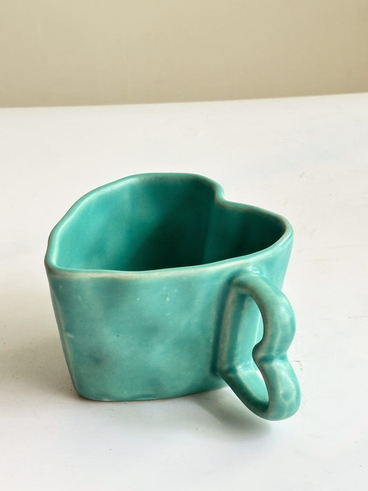Ceramic Heart Shaped Mug | Blue