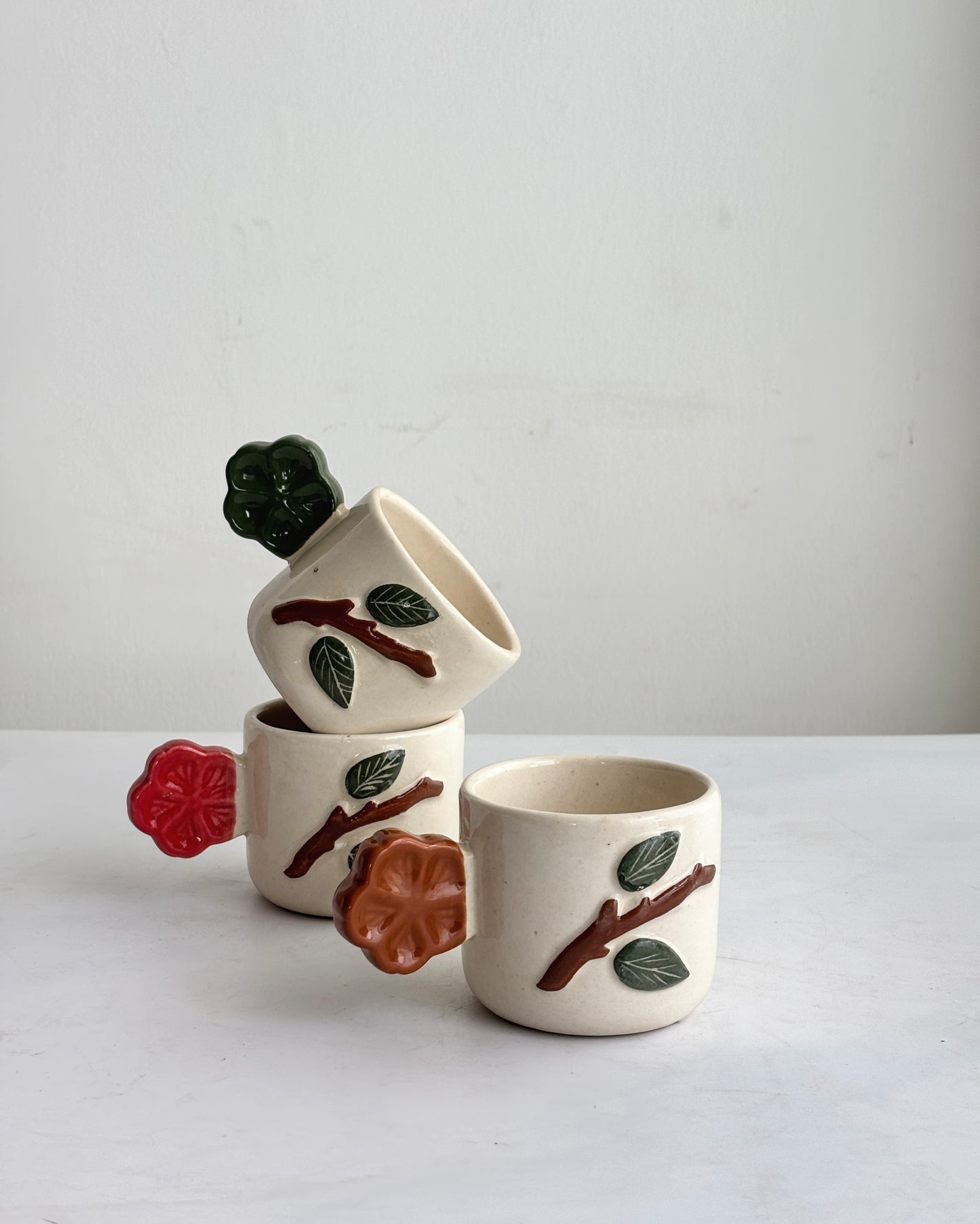Flower Handle Mugs | Set of Three