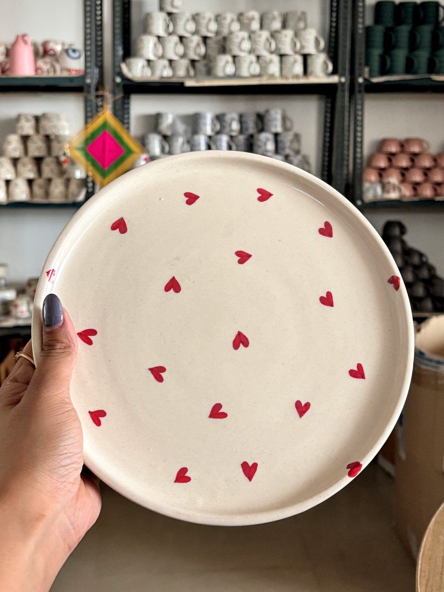 White Heart Handpainted Starter Plate