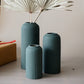 Ribbed Green Ceramic Vases | Set of Three