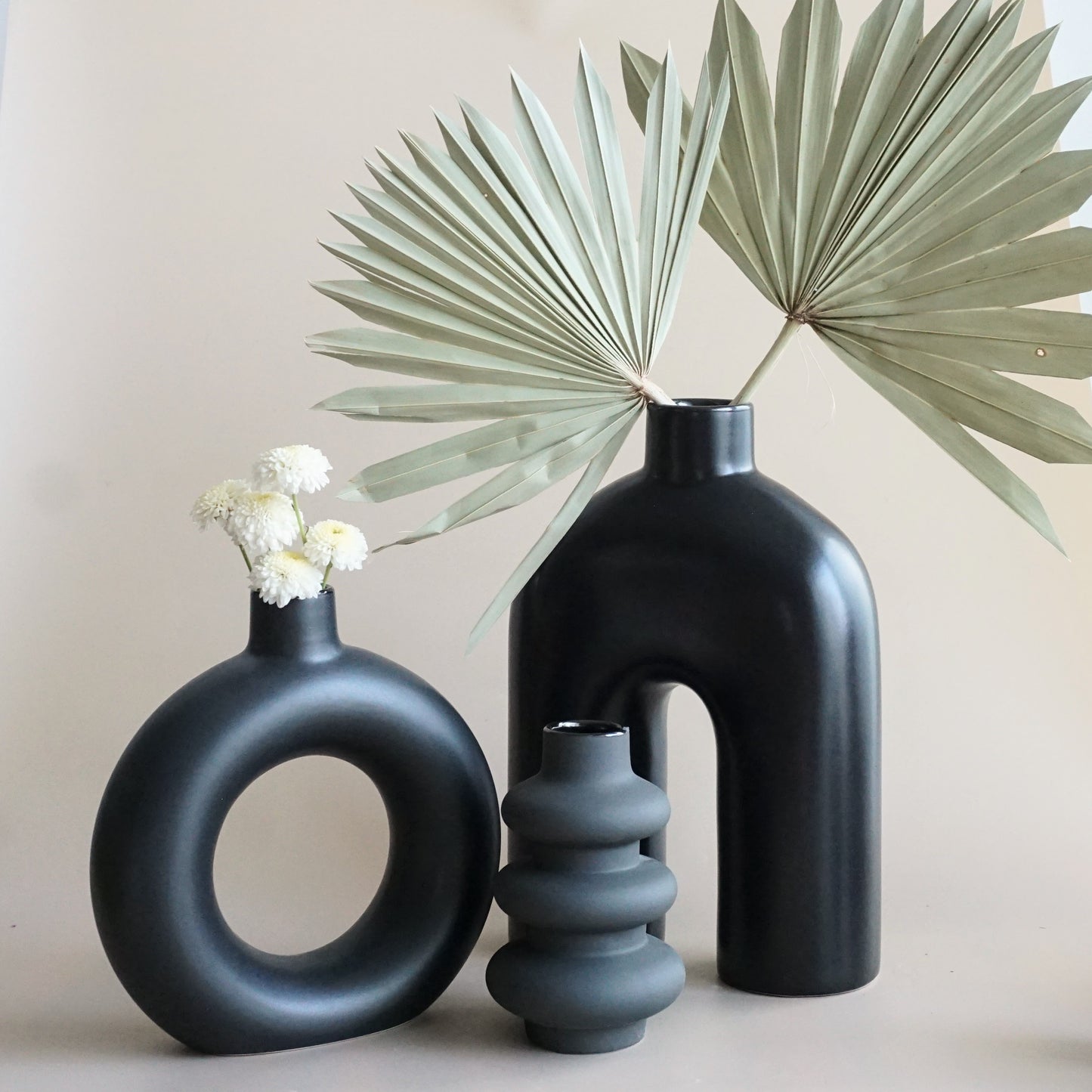 Wabi Sabi Set of Three Vases| Black