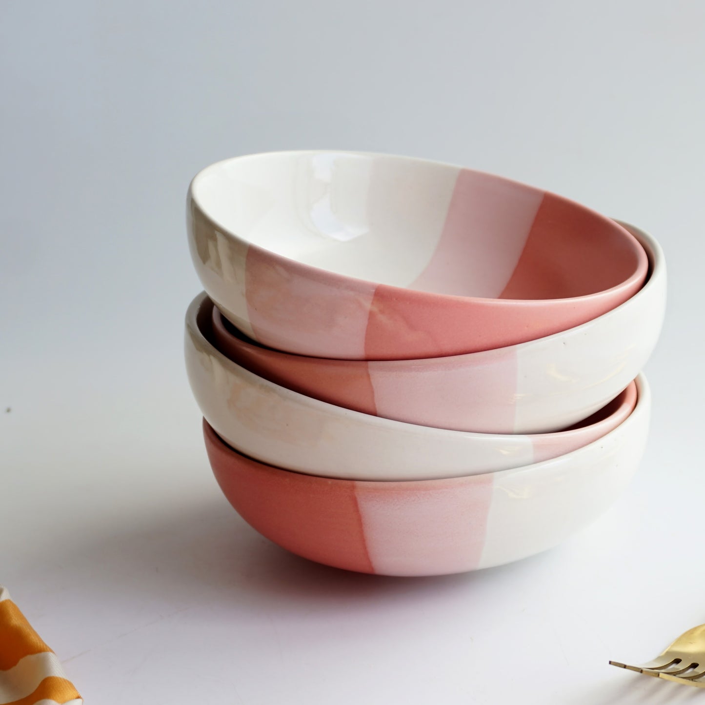 Three Shades of Pink Meal Bowls (Set of Four)