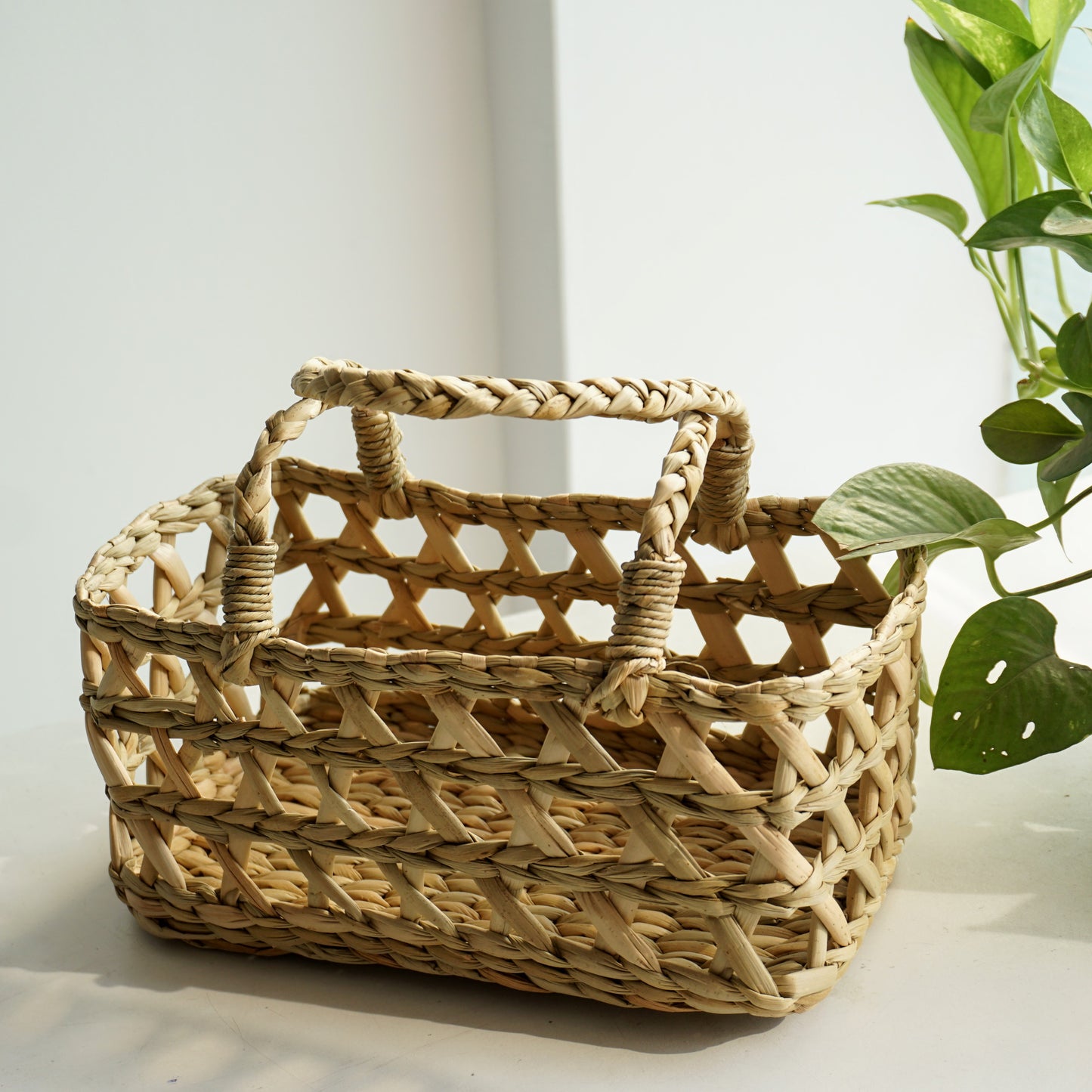Kauna Grass Open Basket for Decor & Organization