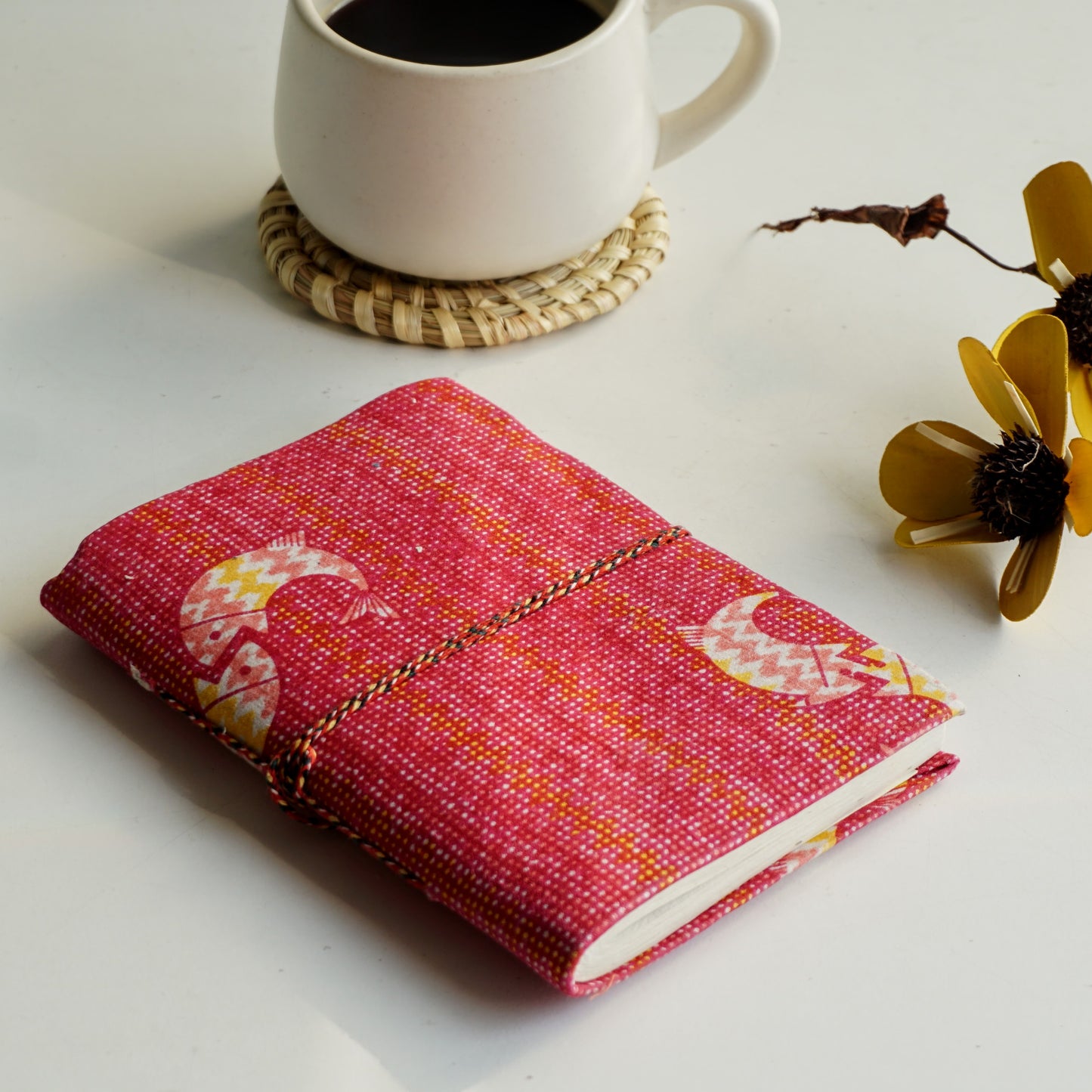 Handmade Upcycled Fabric Diary | Pink