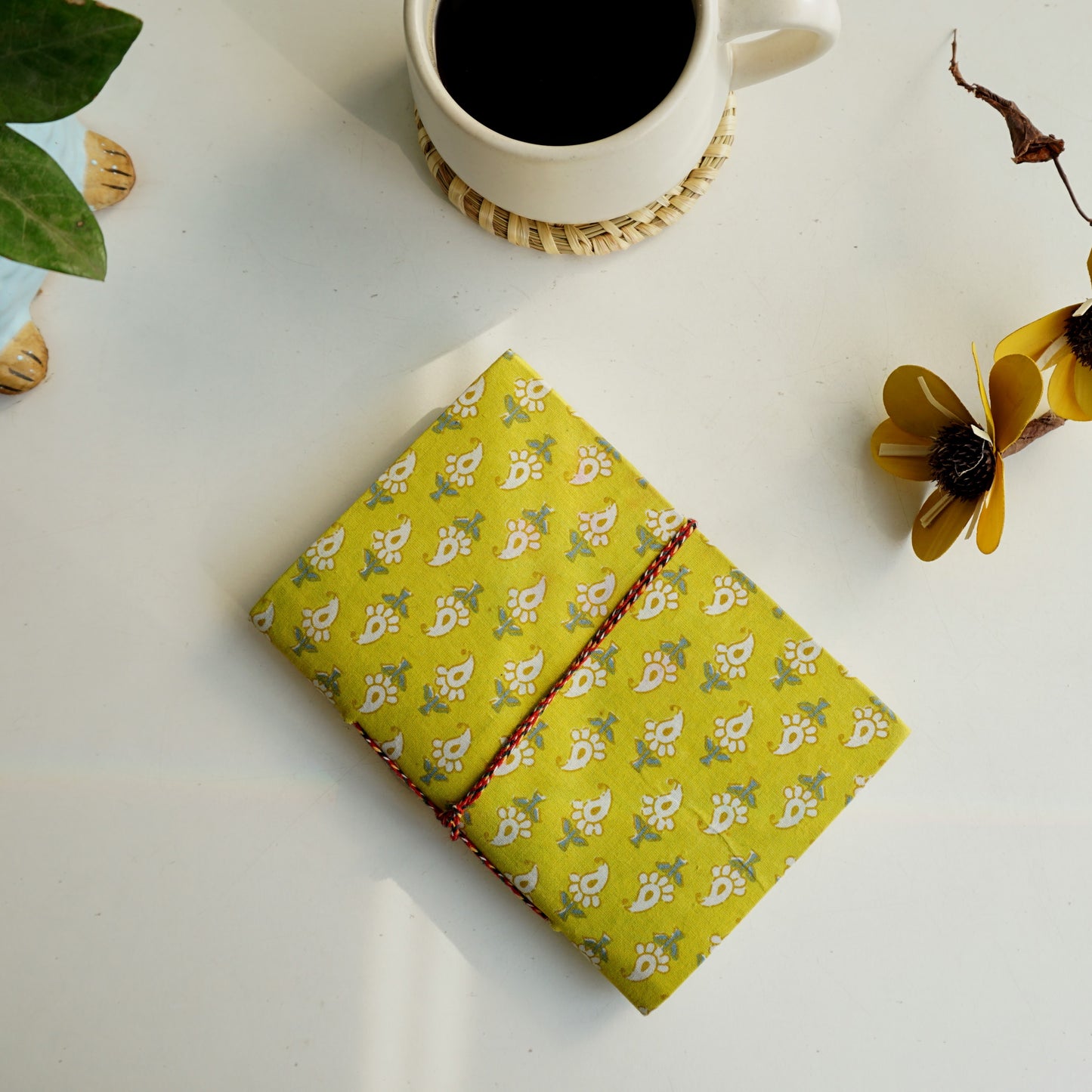 Handmade Upcycled Fabric Diary | Yellow
