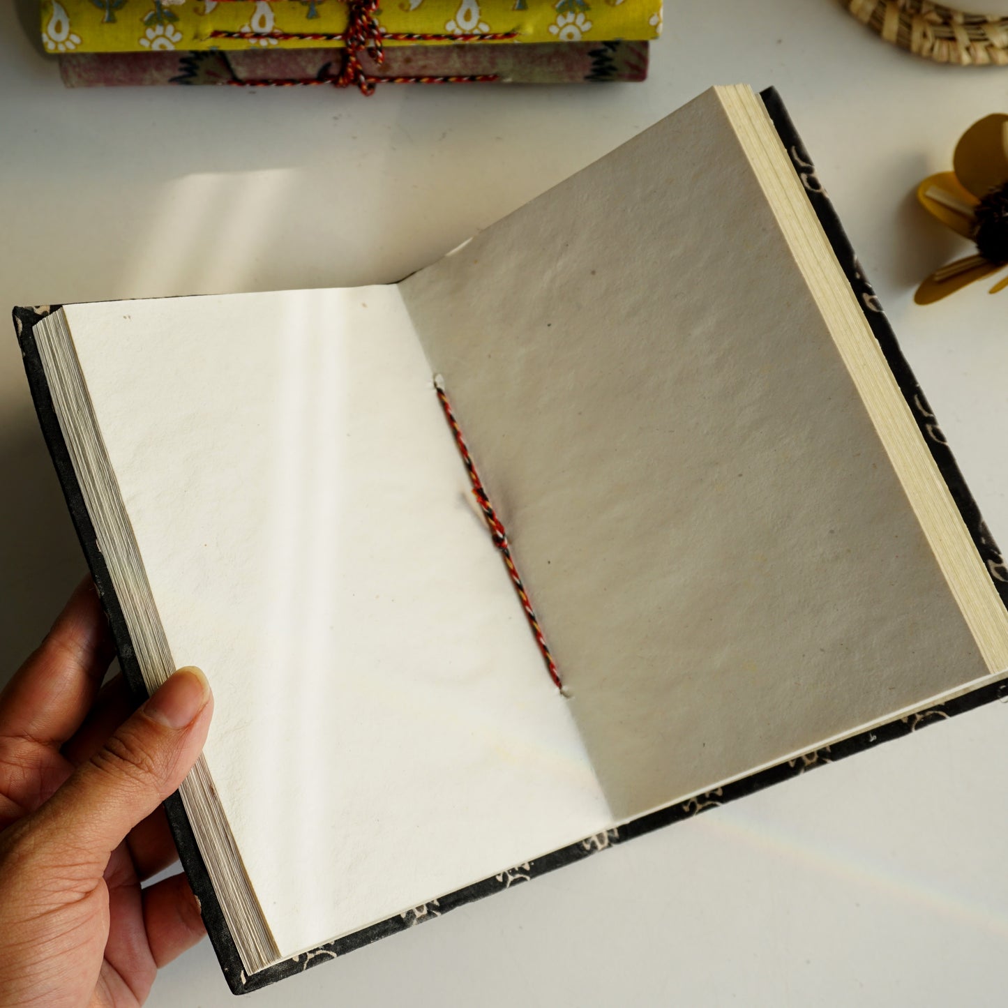 Handmade Upcycled Fabric Diary | Yellow