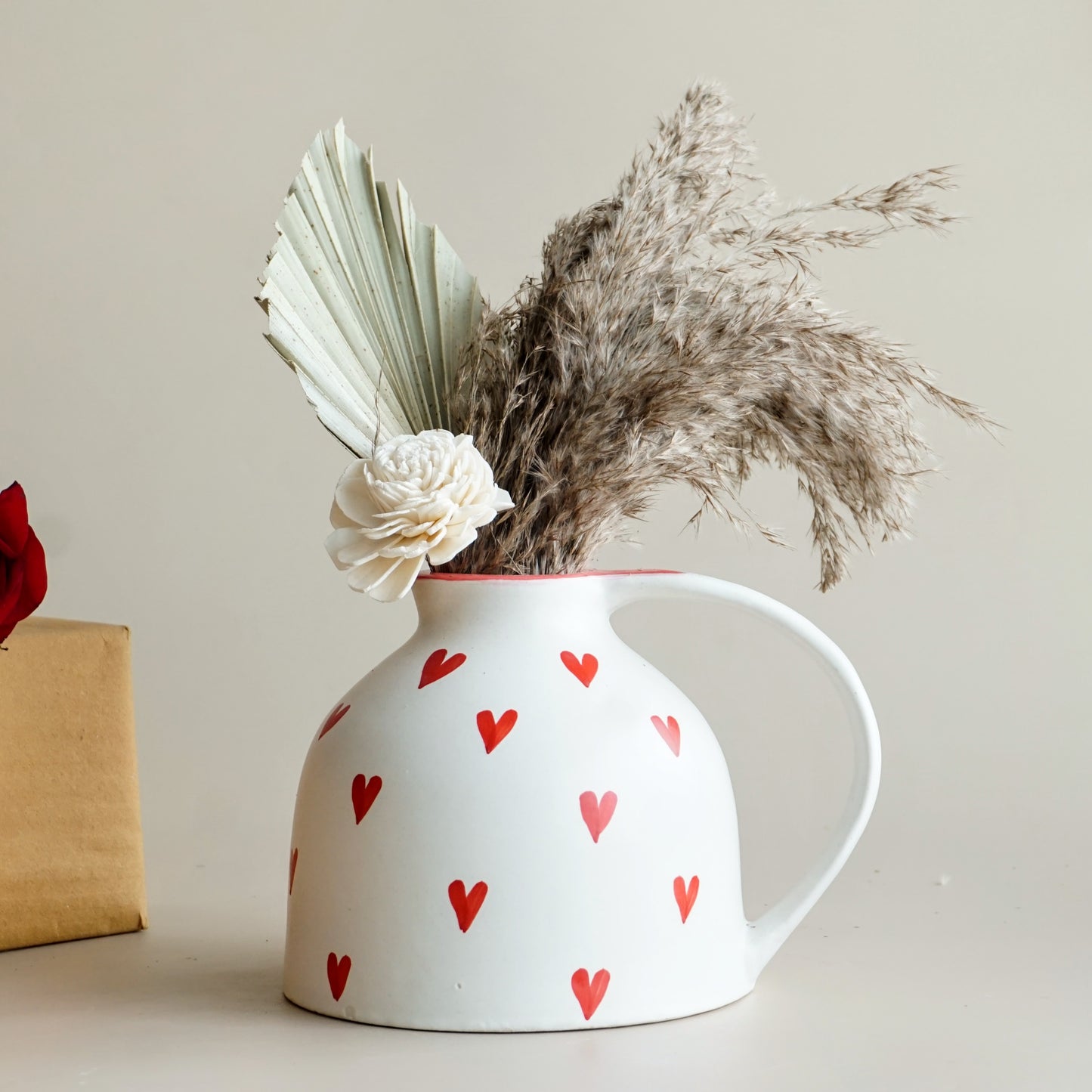 You Stole My Heart Vase With Dried Leaves