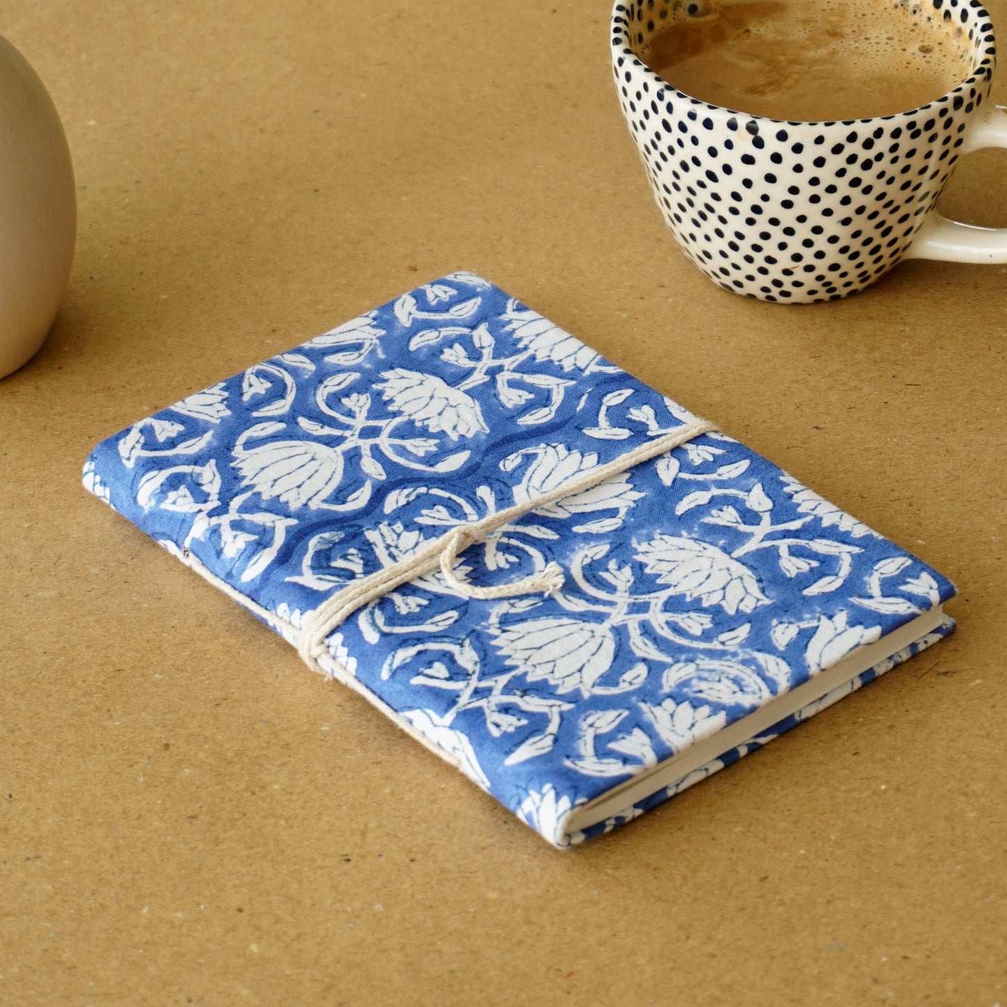 Handmade Upcycled Fabric Diary | Blue Flowers