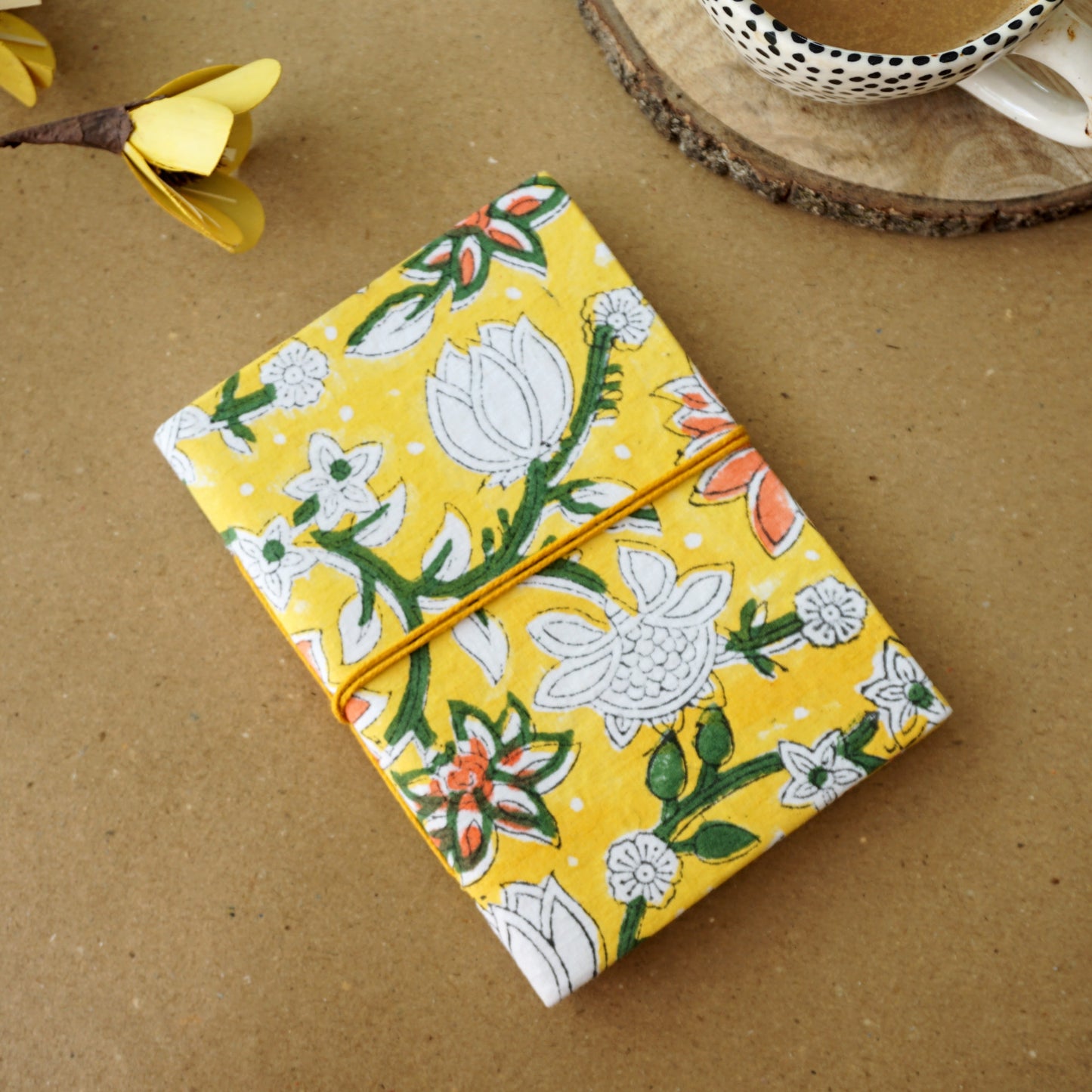 Handmade Upcycled Fabric Diary | Bright Yellow