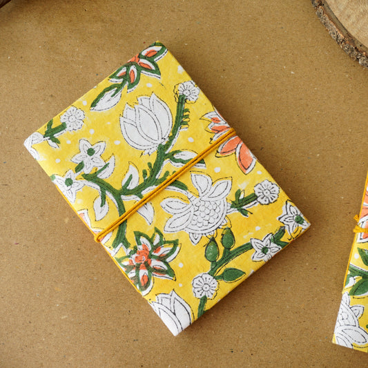 Handmade Upcycled Fabric Diary | Bright Yellow