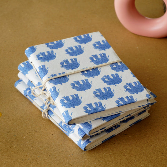 Handmade Upcycled Fabric Diary | Blue Elephant
