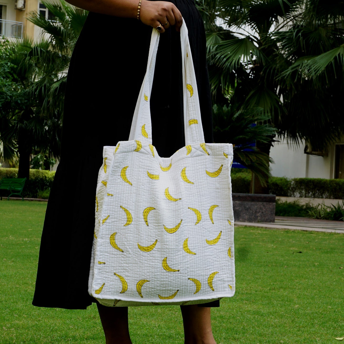 Hand Block Print Tote Bag | Bananas