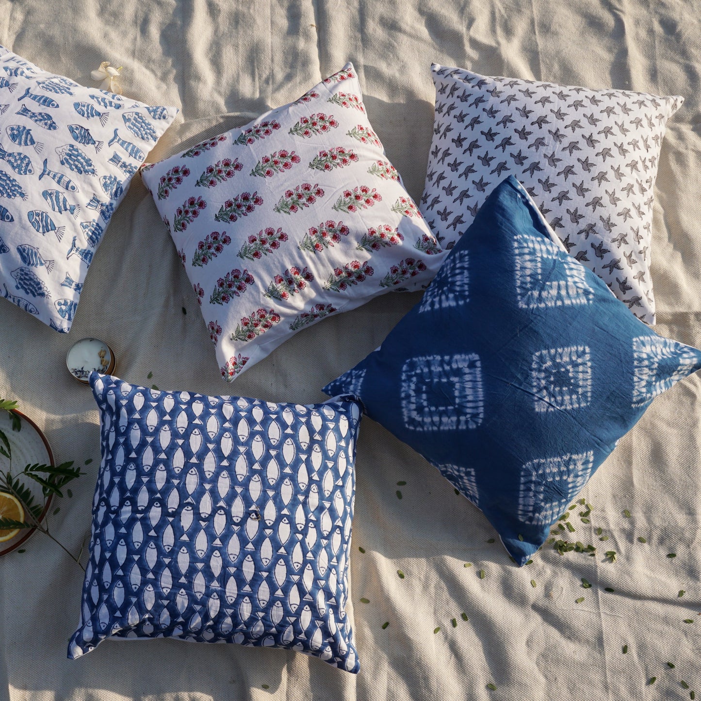 Hand Block Print Assorted Cushion Covers | Set of Five