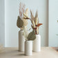 White Ribbed Vases With Dried Leaves Combo