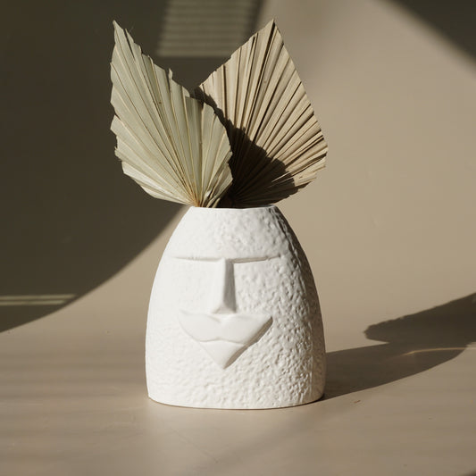White Moustache Ceramic Vase | White
