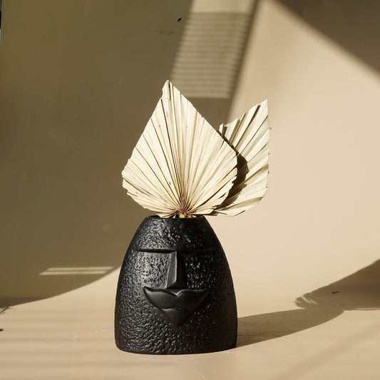 Black Moustache Ceramic Vase | Black