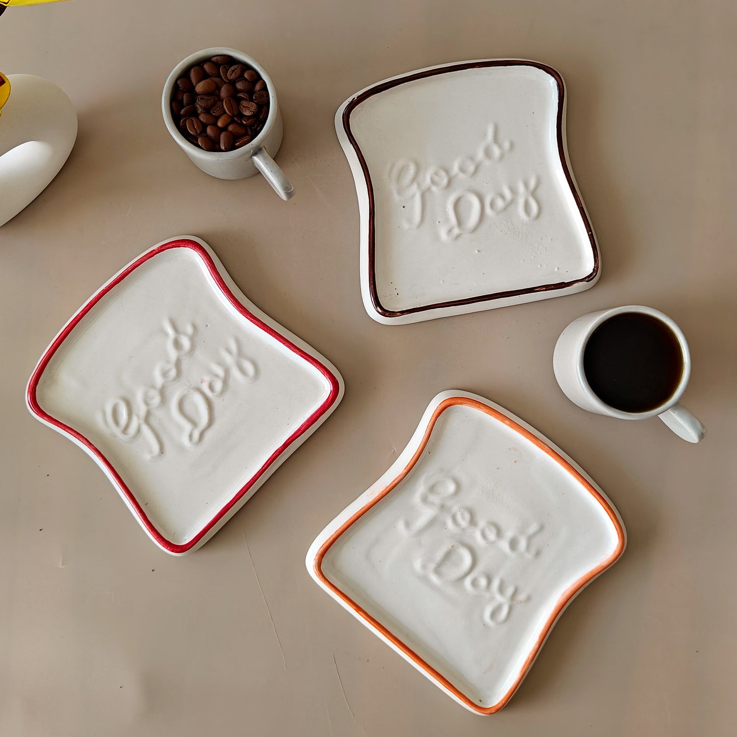 Square Ceramic Breakfast Plates | Set of Three