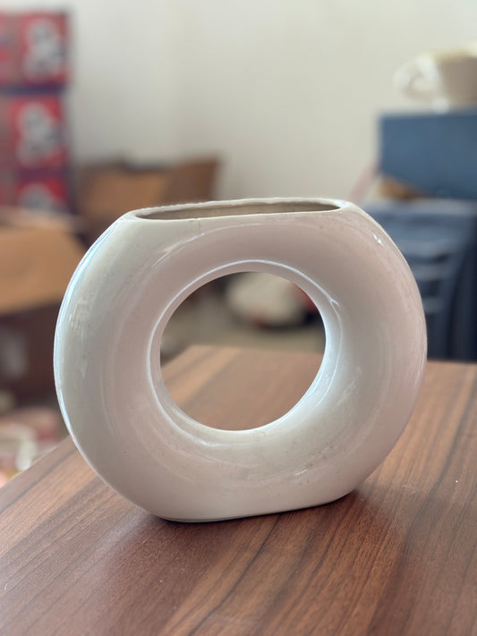 Minimalist Ceramic Vase | Slight Crack Lines on Top