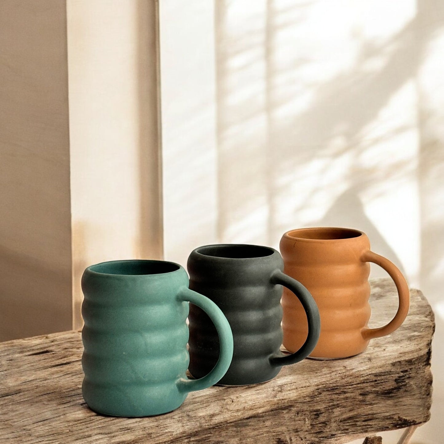 The Never-Out-Of-Trend Mugs | Set of Two | Green and Black