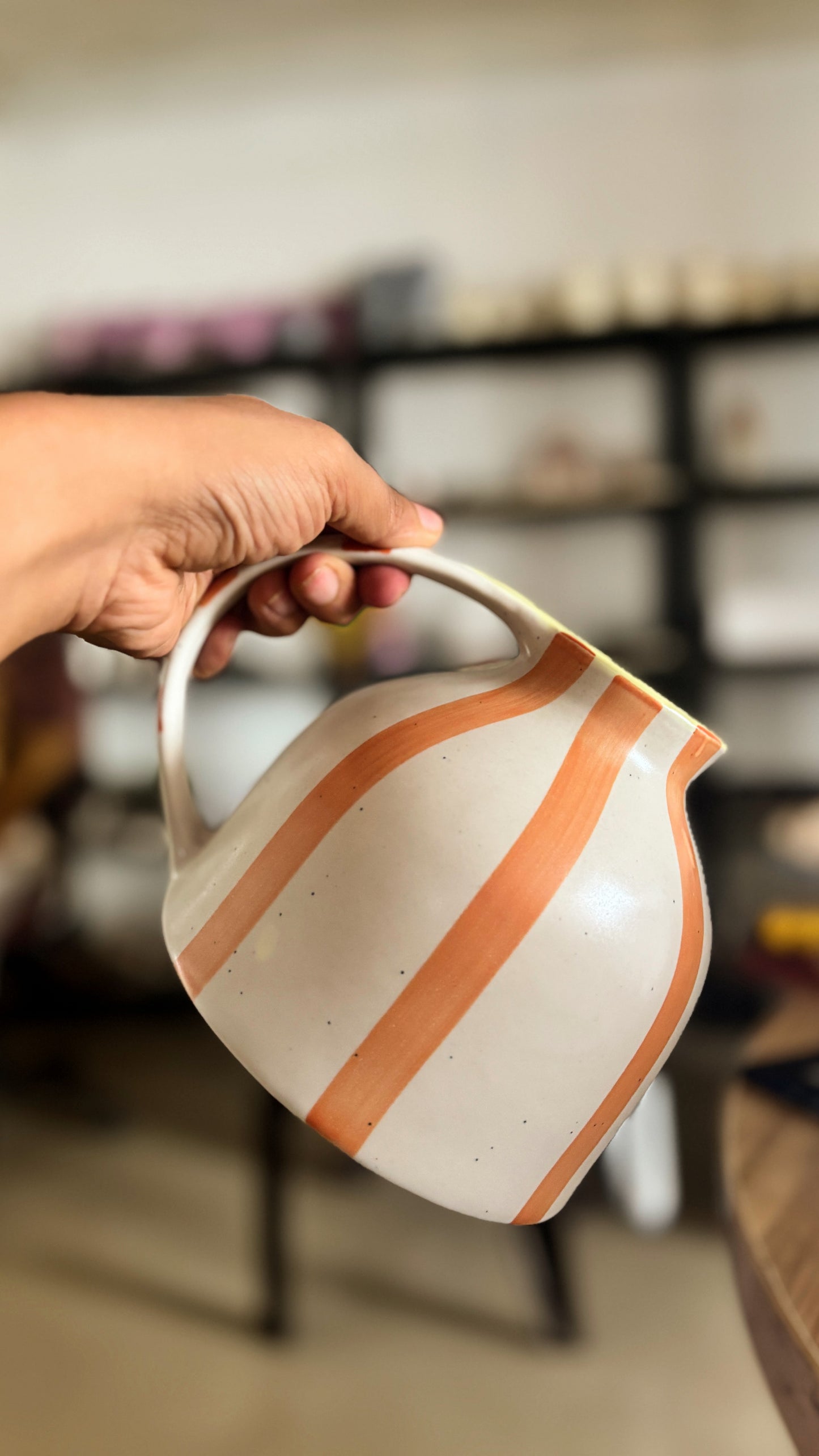 Lover Orange Striped Jug Vase