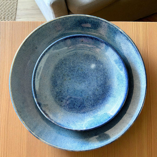 Blue Ceramic Dinner Plate & Quarter Plate Set of One