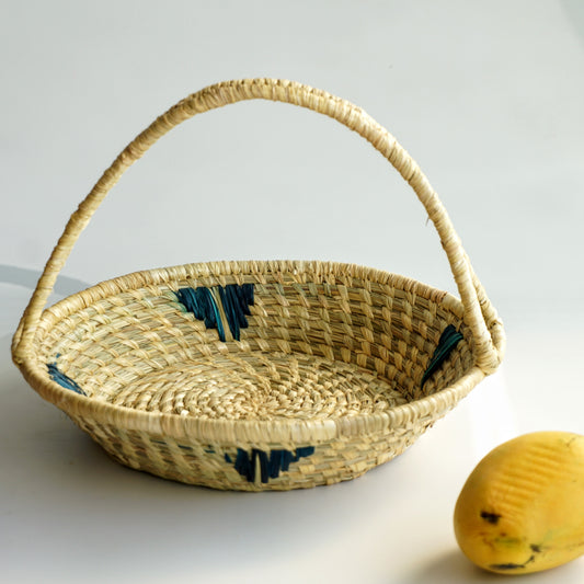Moonj Grass Fruit Basket (Blue)