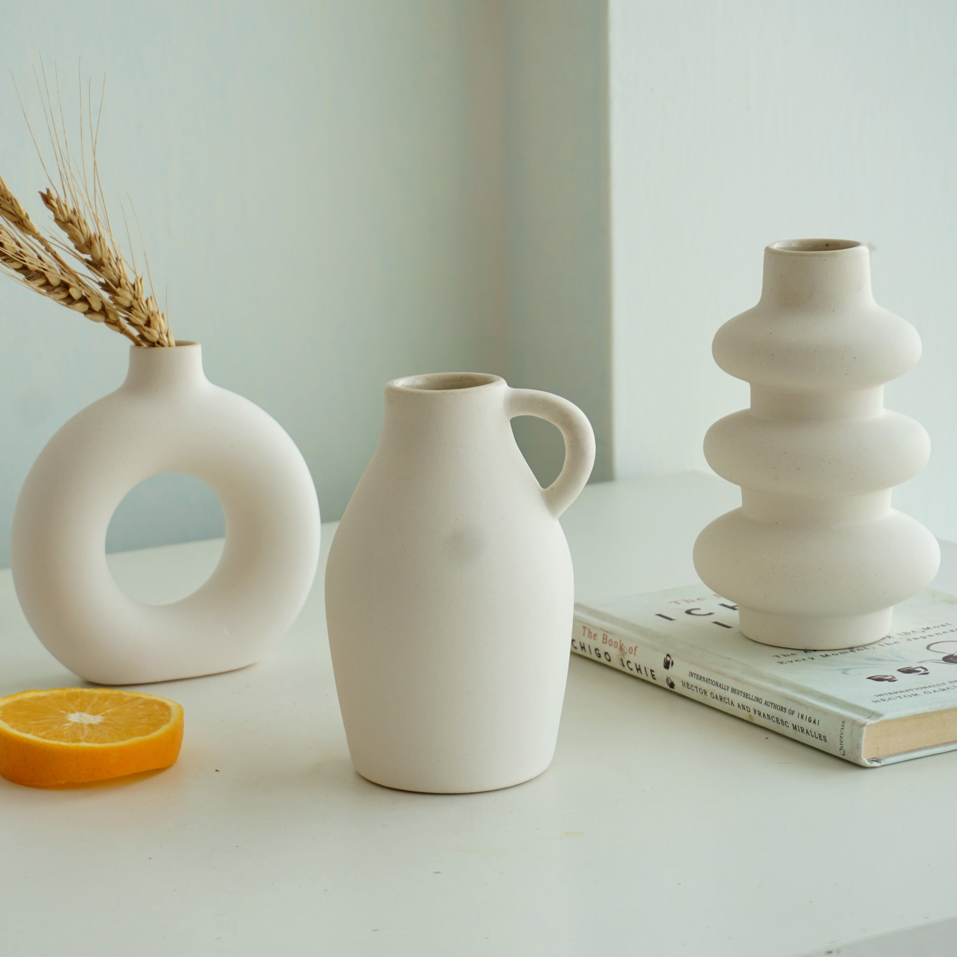 The Whites Set of Three Vases – Orange Skies